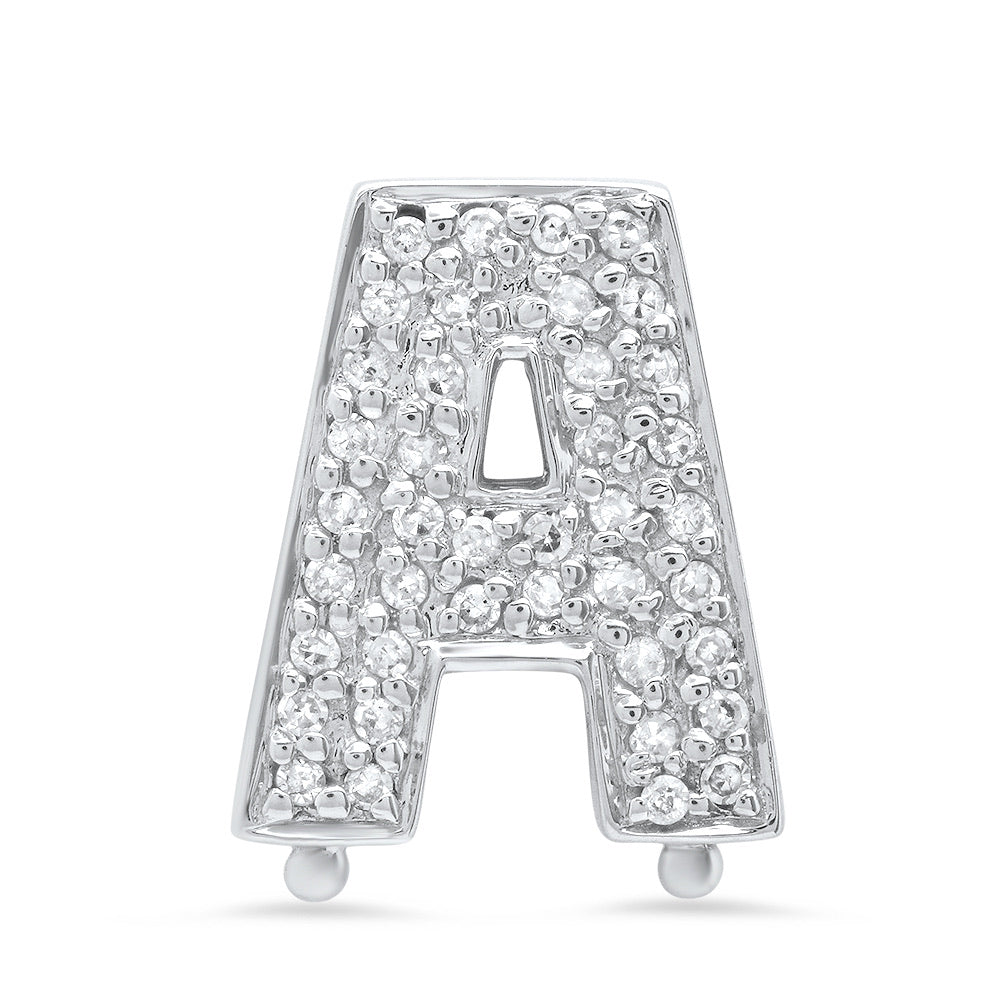 D'ORO Initial A charm in 14K white gold and diamonds