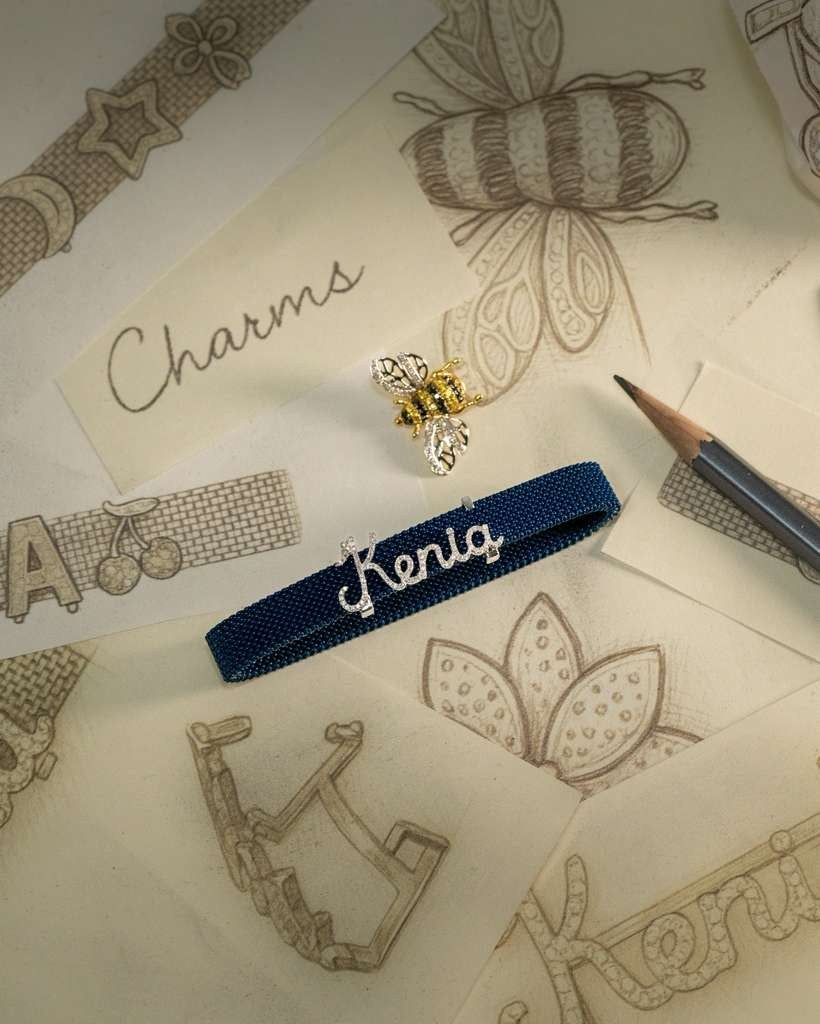 D'ORO charm sketches with a personalized name bracelet