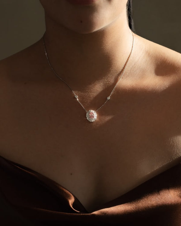 D'ORO Lab lab-grown diamond halo pendant