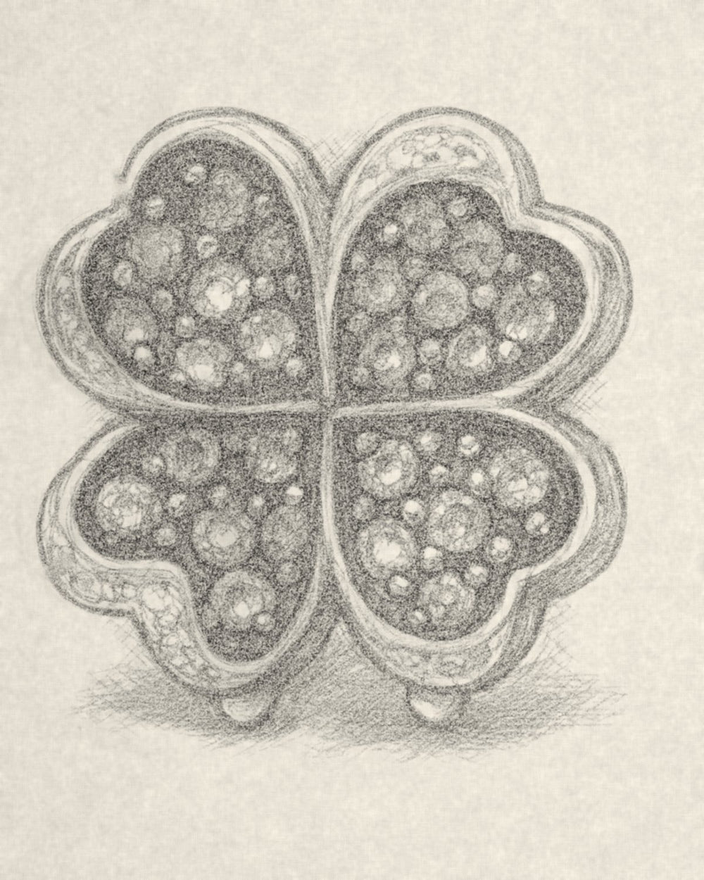 Pencil sketch of the D'ORO four-leaf clover charm