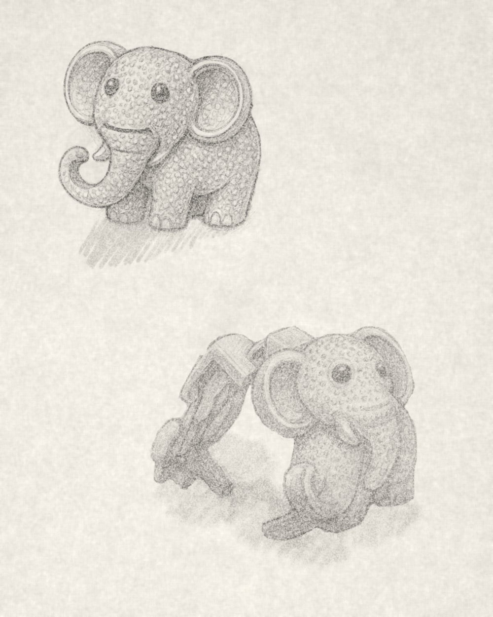 Pencil sketch of the D'ORO elephant charm