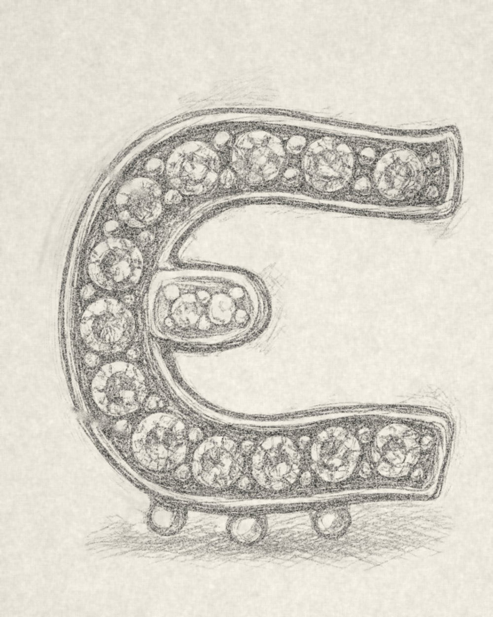 Pencil sketch of the D'ORO horseshoe charm