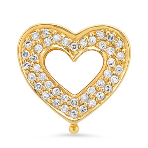D'Oro Charm - Yellow Gold Heart Paved