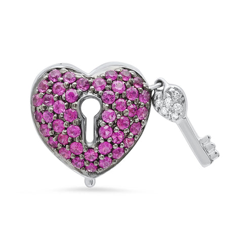 D' Oro Charm - Heart-Lock & Key (Pink)